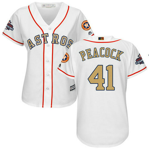 Women's Houston Astros Astros #41 Brad Peacock White 2018 Gold Program Cool Base Stitched MLB Jersey_1