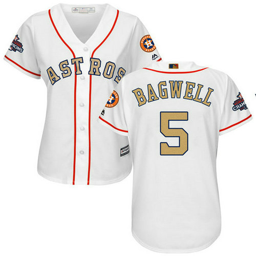 Women's Houston Astros Astros #5 Jeff Bagwell White 2018 Gold Program Cool Base Stitched MLB Jersey_1