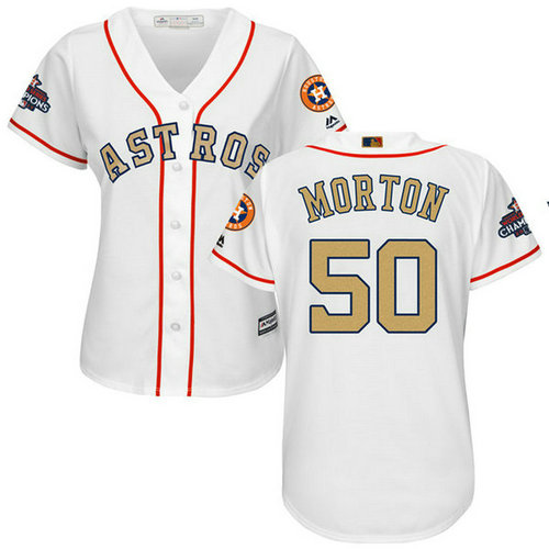 Women's Houston Astros Astros #50 Charlie Morton White 2018 Gold Program Cool Base Stitched MLB Jersey_1