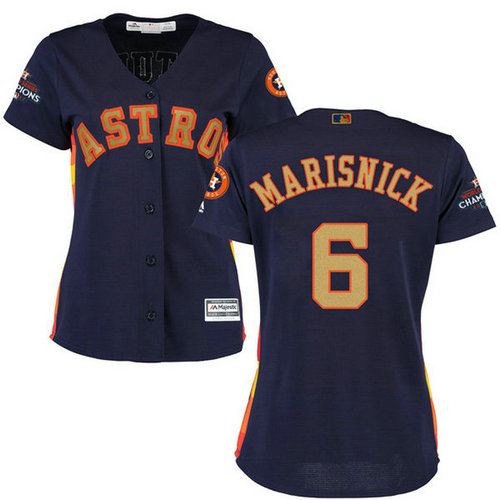 Women's Houston Astros Astros #6 Jake Marisnick Navy Blue 2018 Gold Program Cool Base Stitched MLB Jersey_1