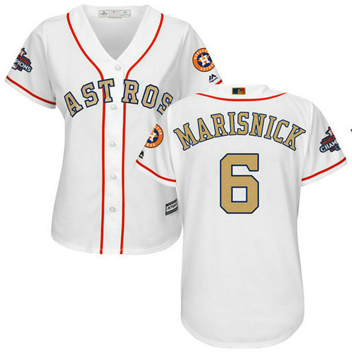 Women's Houston Astros Astros #6 Jake Marisnick White 2018 Gold Program Cool Base Stitched MLB Jersey_1