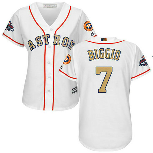 Women's Houston Astros Astros #7 Craig Biggio White 2018 Gold Program Cool Base Stitched MLB Jersey_1