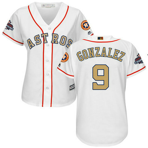 Women's Houston Astros Astros #9 Marwin Gonzalez White 2018 Gold Program Cool Base Stitched MLB Jersey_1
