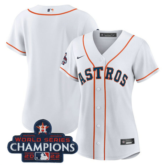 Women's Houston Astros Blank White 2022 World Series Champions Cool Base Stitched Baseball Jersey
