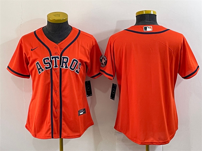 Women's Houston Astros Orange With Patch Cool Base Stitched Baseball Jersey