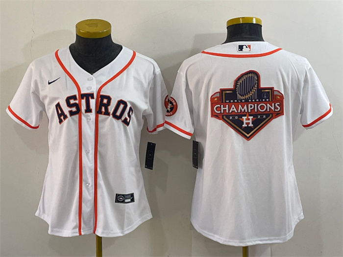 Women's Houston Astros White 2022 World Series Champions Team Big Logo With Patch Cool Base Stitched Baseball Jersey