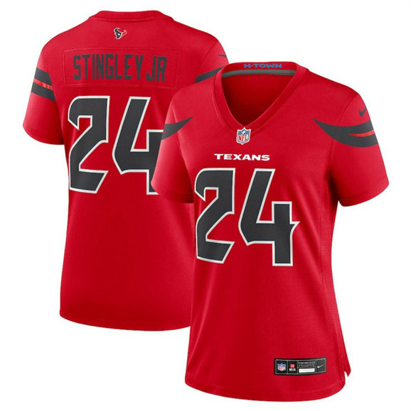 Women's Houston Texans #24 Derek Stingley Jr. Red 2024 Alternate Stitched Jersey 