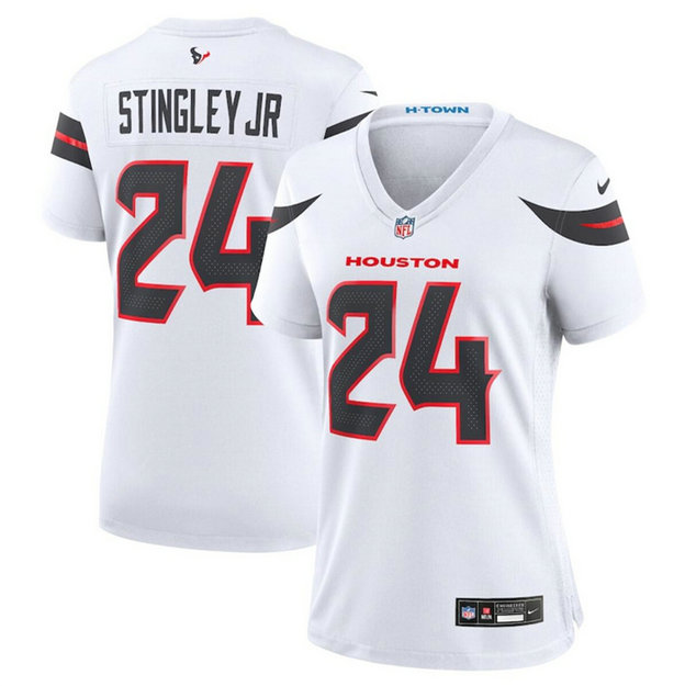 Women's Houston Texans #24 Derek Stingley Jr. White 2024 Stitched Jersey 