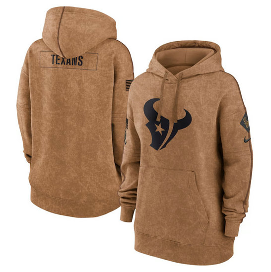 Women's Houston Texans 2023 Brown Salute To Service Pullover Hoodie