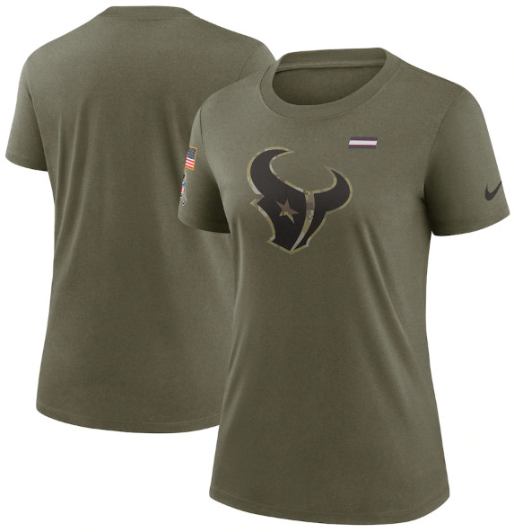Women's Houston Texans Olive 2021 Salute To Service T-Shirt 