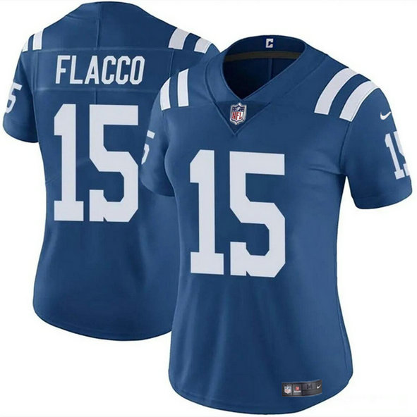 Women's Indianapolis Colts #15 Joe Flacco Blue Vapor Stitched Jersey