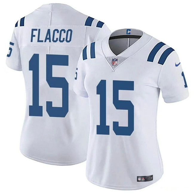 Women's Indianapolis Colts #15 Joe Flacco White Vapor Stitched Jersey(Run Small)