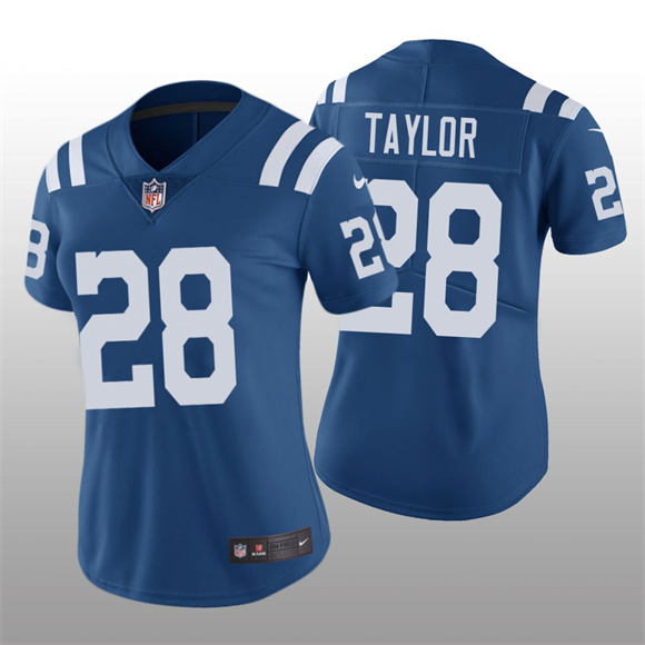 Women's Indianapolis Colts #28 Jonathan Taylor Blue Vapor Untouchable Limited Stitched Jersey