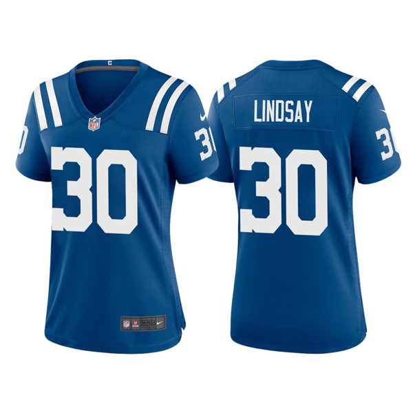 Women's Indianapolis Colts #30 Phillip Lindsay Blue Stitched Jersey