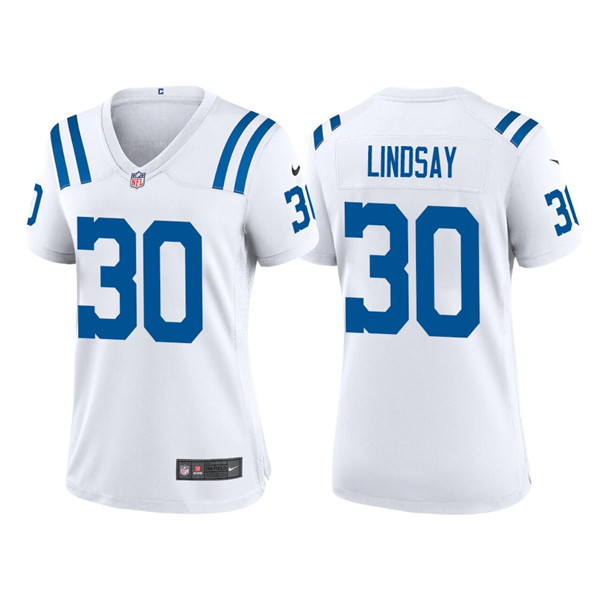 Women's Indianapolis Colts #30 Phillip Lindsay White Stitched Jersey