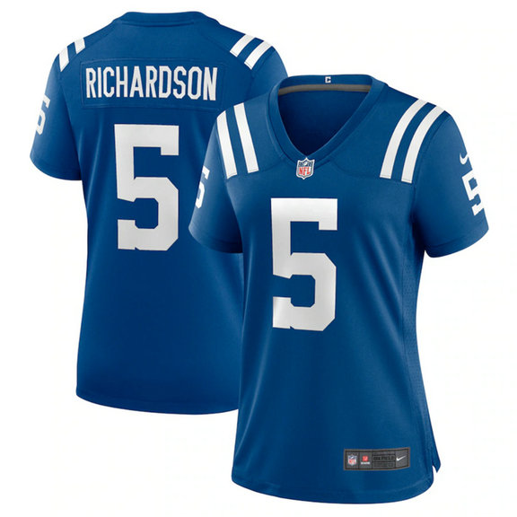 Women's Indianapolis Colts #5 Anthony Richardson Blue 2023 Draft Stitched Game Jersey