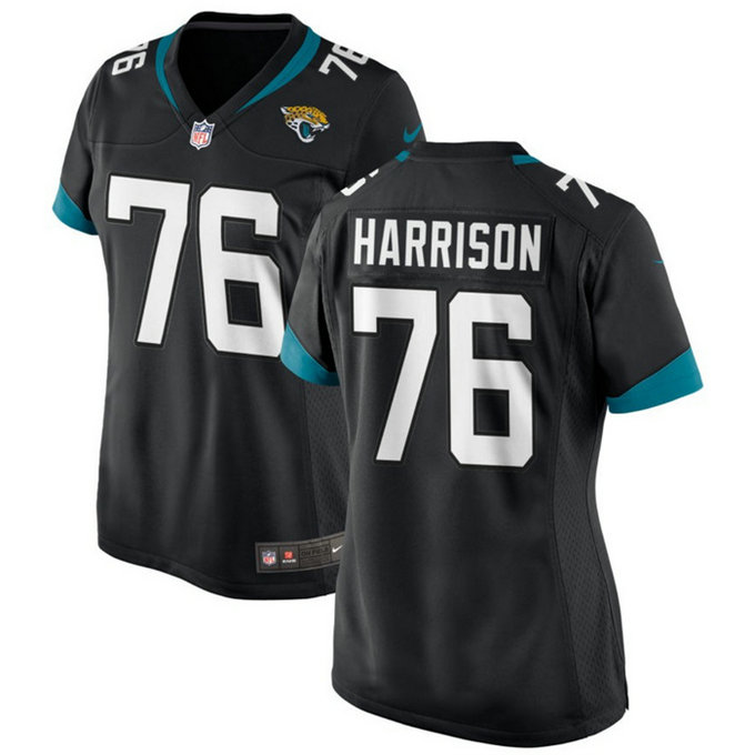 Women's Jacksonville Jaguars #76 Anton Harrison Black 2023 Draft Stitched Jersey