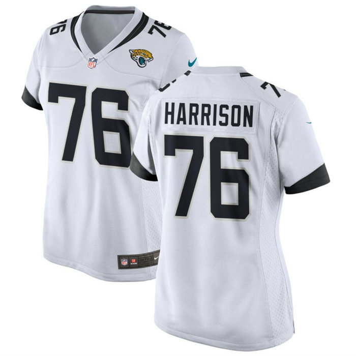 Women's Jacksonville Jaguars #76 Anton Harrison White 2023 Draft Stitched Jersey