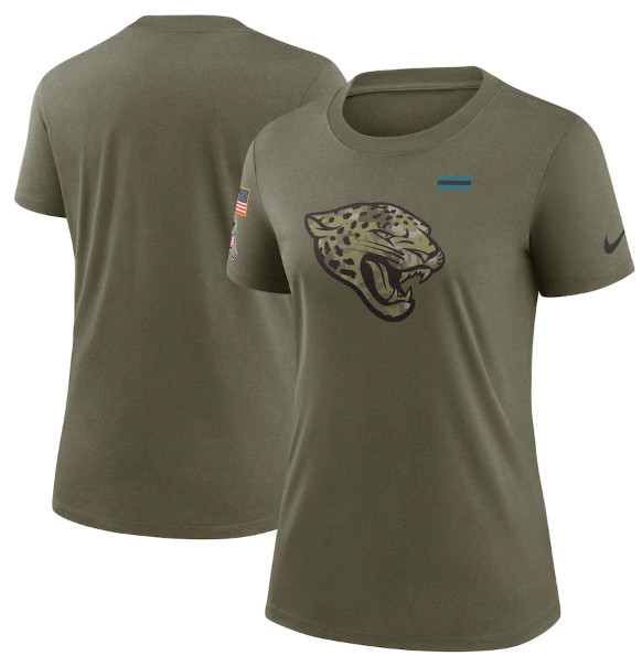 Women's Jacksonville Jaguars Olive 2021 Salute To Service T-Shirt 