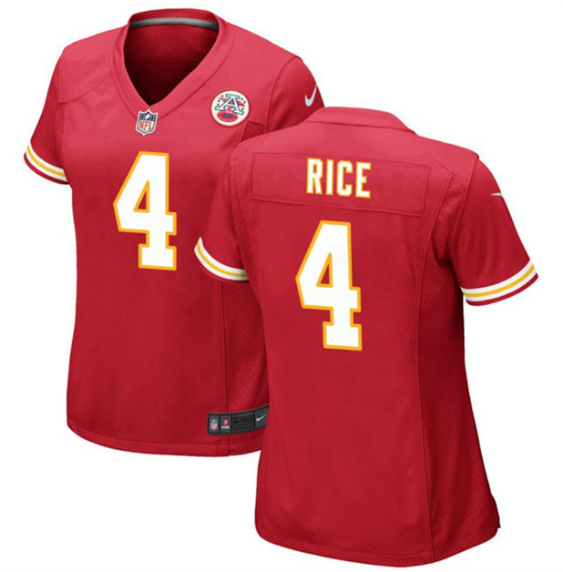 Women's Kansas City Chiefs #4 Rashee Rice Red Stitched Jersey