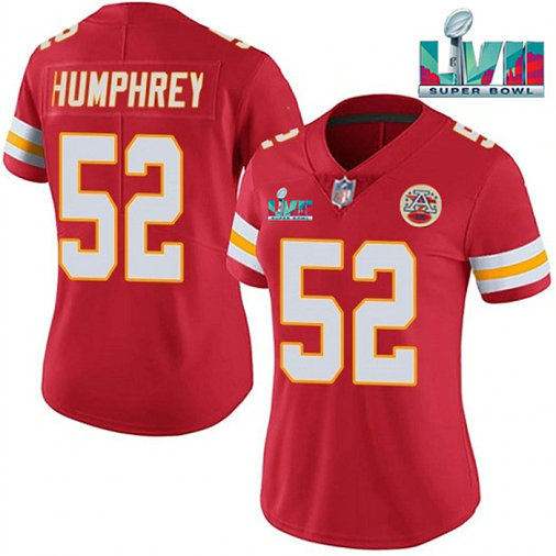 Women's Kansas City Chiefs #52 Creed Humphrey Red Super Bowl LVII Patch Vapor Stitched Jersey