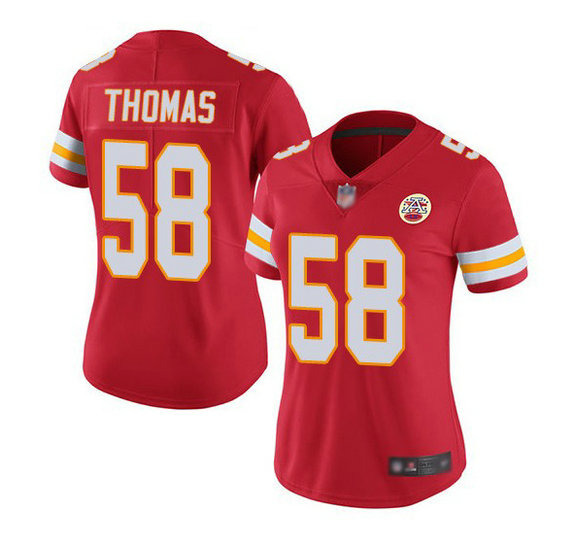 Women's Kansas City Chiefs #58 Derrick Thomas Red Vapor Stitched Jersey