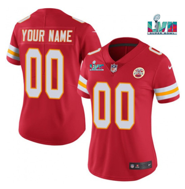 Women's Kansas City Chiefs Active Player Custom Red Super Bowl LVII Patch Vapor Stitched Jersey