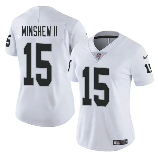 Women's Las Vegas Raiders #15 Gardner Minshew II White Vapor Stitched Jersey