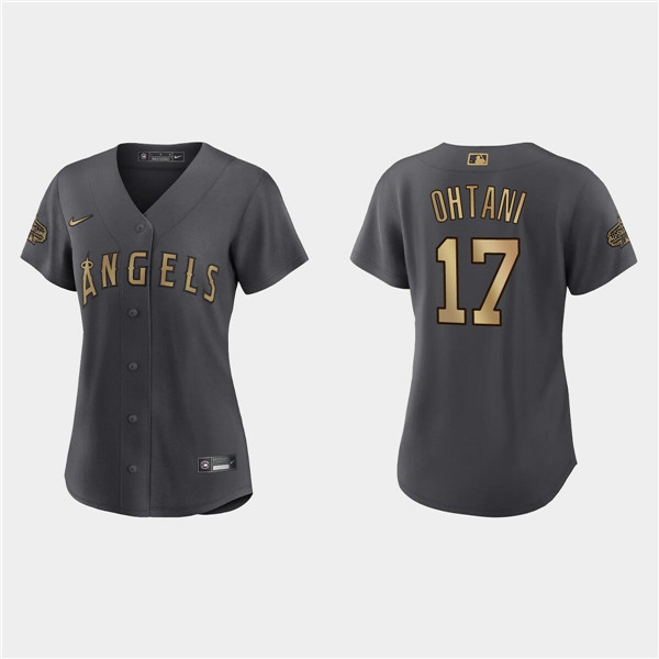 Women's Los Angeles Angels #17 Shohei Ohtani 2022 All-Star Charcoal Stitched Baseball Jersey
