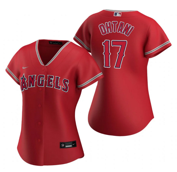 Women's Los Angeles Angels #17 Shohei Ohtani Red Stitched Baseball Jersey