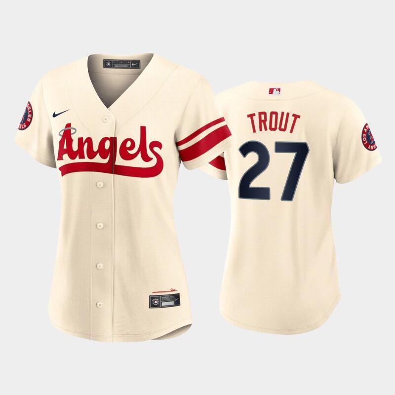Women's Los Angeles Angels #27 Mike Trout 2022 Cream City Connect Stitched Baseball Jersey(Run Small)