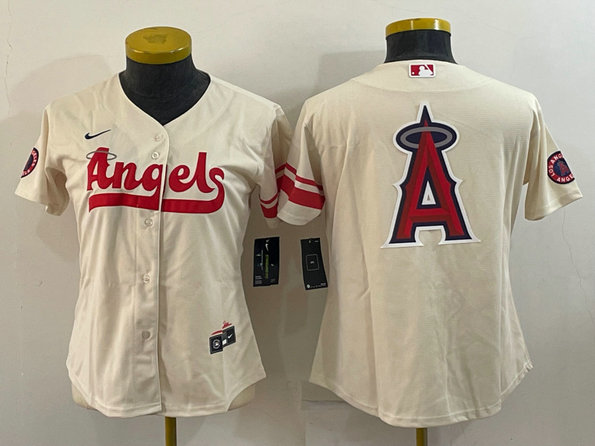 Women's Los Angeles Angels 2022 Cream City Connect Team Big Logo Stitched Baseball Jersey