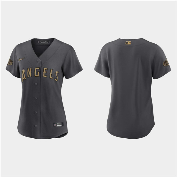Women's Los Angeles Angels Blank 2022 All-Star Charcoal Stitched Baseball Jersey