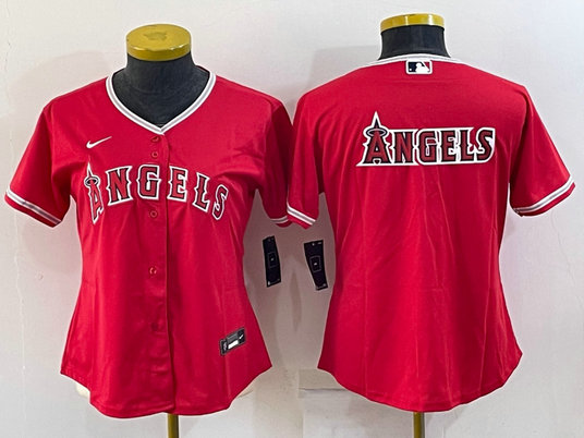 Women's Los Angeles Angels Red Team Big Logo Stitched Baseball Jersey