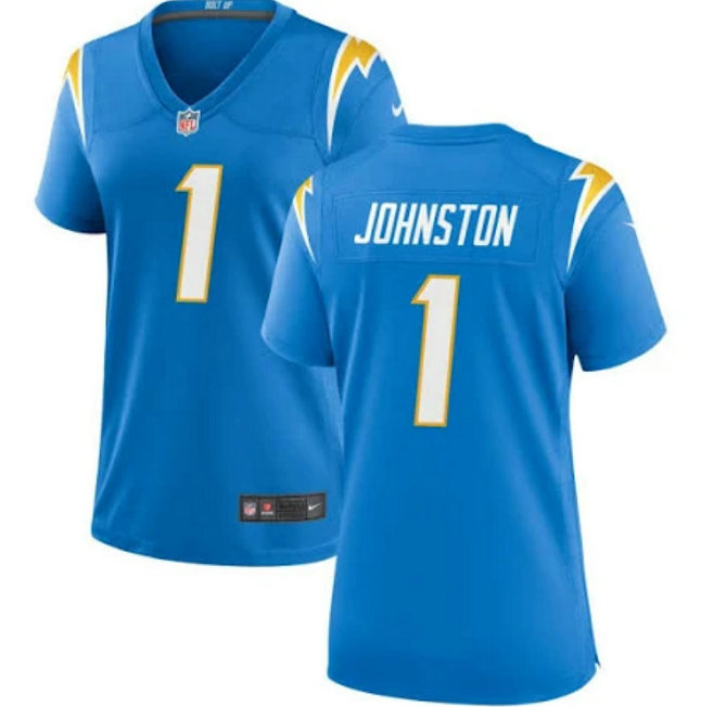 Women's Los Angeles Chargers #1 Quentin Johnston Blue Stitched Game Jersey