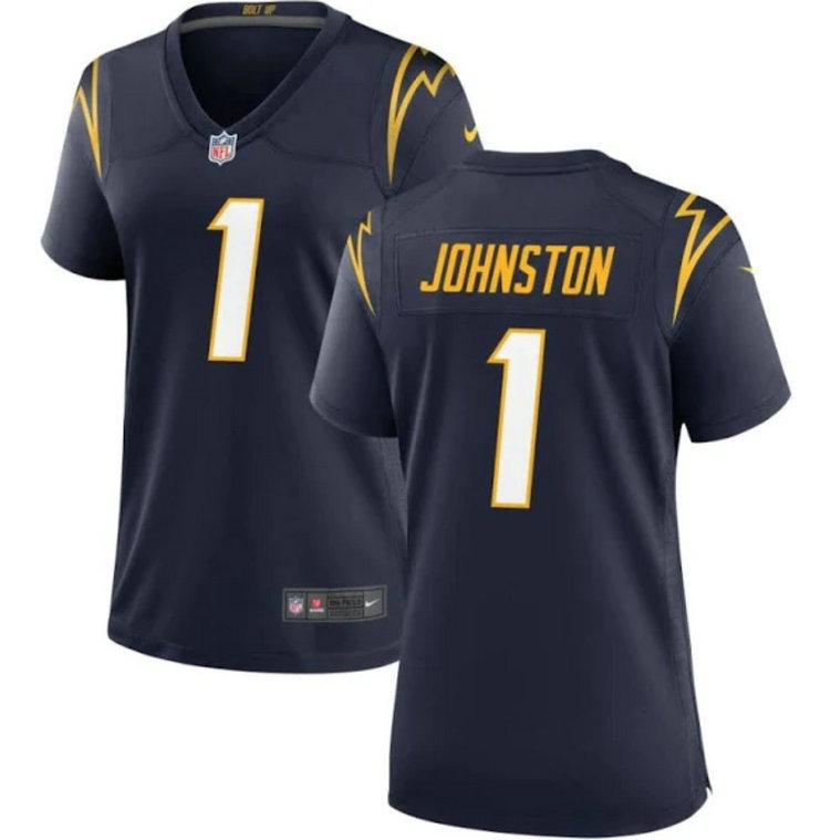 Women's Los Angeles Chargers #1 Quentin Johnston Navy Stitched Game Jersey