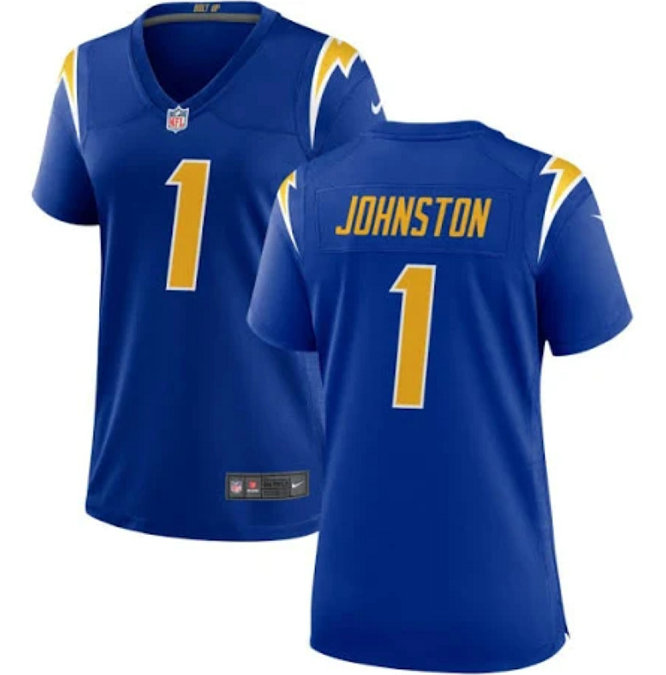 Women's Los Angeles Chargers #1 Quentin Johnston Royal Stitched Game Jersey