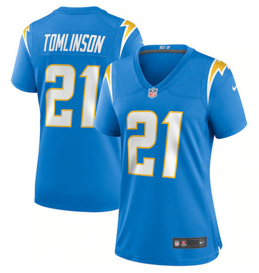Women's Los Angeles Chargers #21 LaDainian Tomlinson Blue Stitched Game Jersey