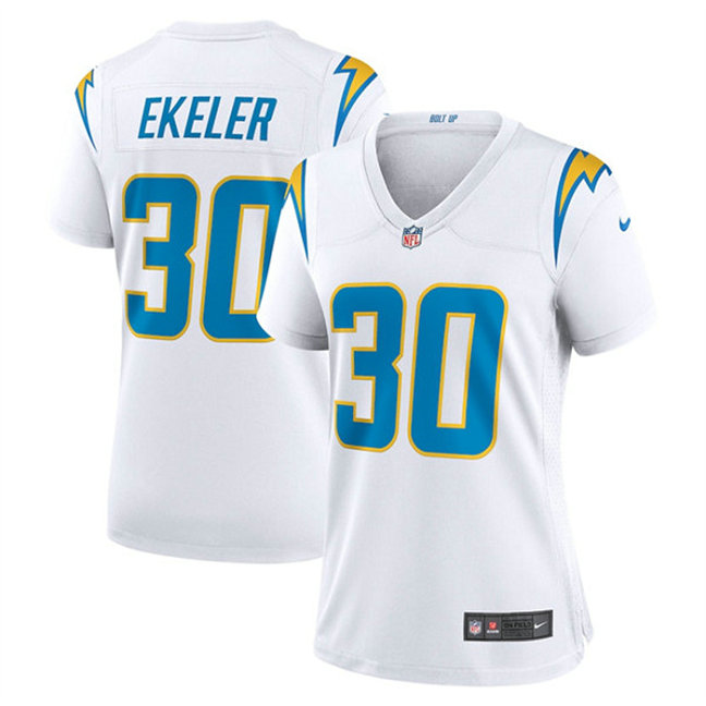 Women's Los Angeles Chargers #30 Austin Ekeler White Stitched Game Jersey
