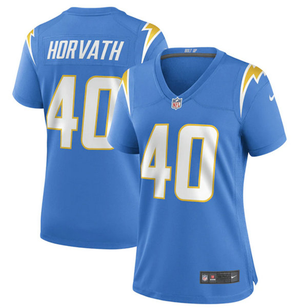 Women's Los Angeles Chargers #40 Zander Horvath Blue Stitched Game Jersey