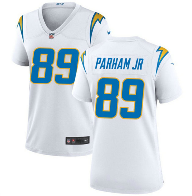 Women's Los Angeles Chargers #89 Donald Parham Jr White Stitched Game Jersey