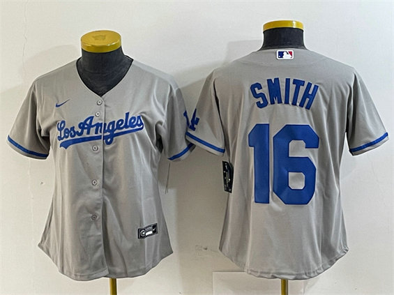 Women's Los Angeles Dodgers #16 Will Smith Grey Stitched Jersey(Run Small)