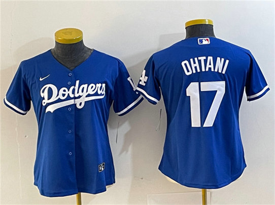 Women's Los Angeles Dodgers #17 Shohei Ohtani Blue Stitched Jersey