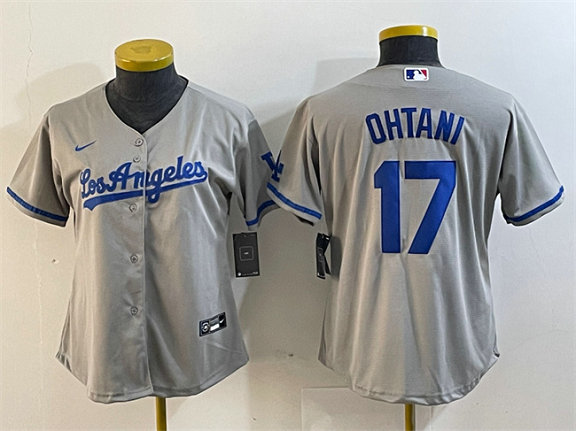 Women's Los Angeles Dodgers #17 Shohei Ohtani Gray Stitched Jersey