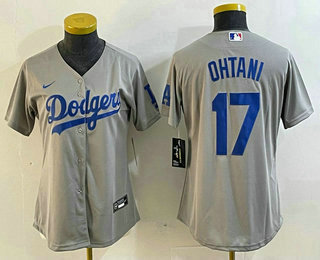 Women's Los Angeles Dodgers #17 Shohei Ohtani Grey Cool Base Stitched Jersey