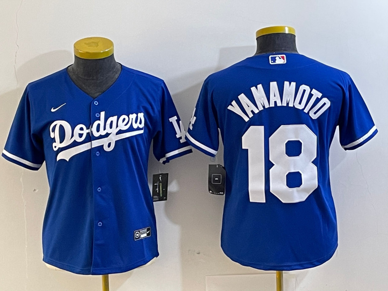 Women's Los Angeles Dodgers #18 Yoshinobu Yamamoto Blue Stitched Jersey