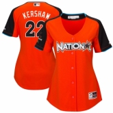 Women's Los Angeles Dodgers #22 Clayton Kershaw  Orange National League 2017 MLB All-Star MLB Jersey