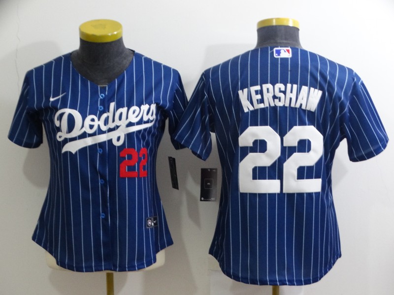 Women's Los Angeles Dodgers #22 Clayton Kershaw Blue Stitched Baseball Jersey(Run Small)