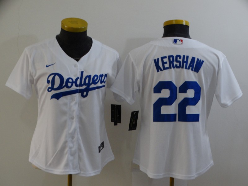Women's Los Angeles Dodgers #22 Clayton Kershaw White Cool Base Stitched Jersey