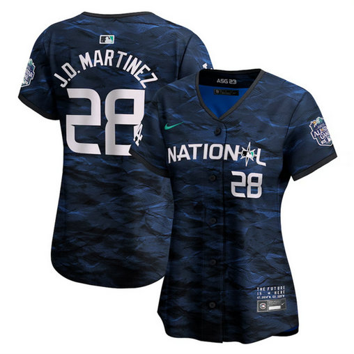 Women's Los Angeles Dodgers #28 J.D. Martinez Teal 2023 All-Star Stitched Baseball Jersey